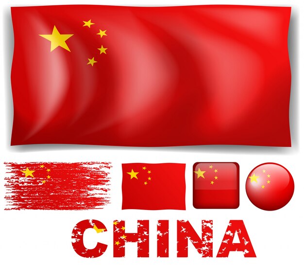 China flag in different design illustration