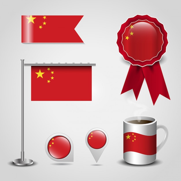 Free vector china flag icons set