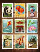 Free vector china travel stamps set poster