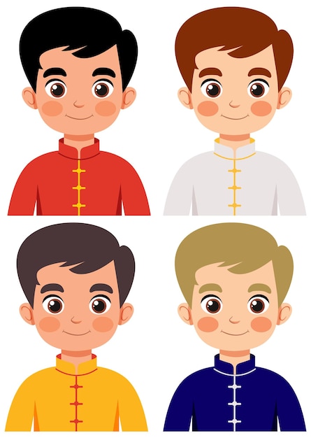 Free Vector chinese boys in traditional attire