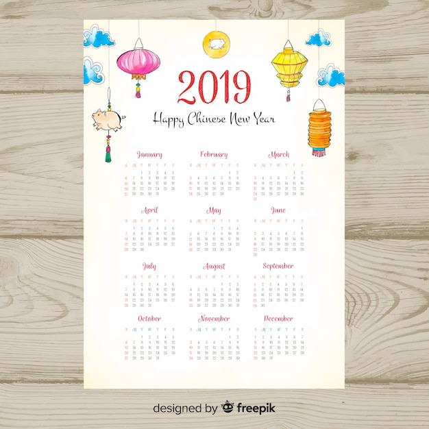 Chinese calendar 2019