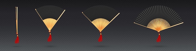 Free Vector chinese hand fan isolated handheld souvenir mockup