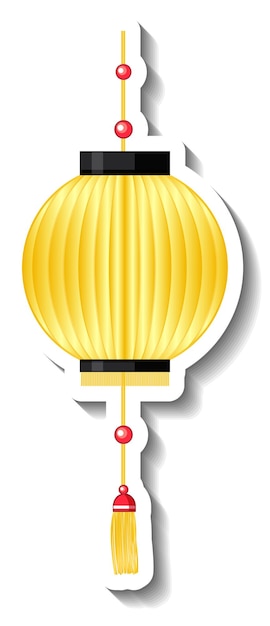 Chinese lantern cartoon sticker on white background