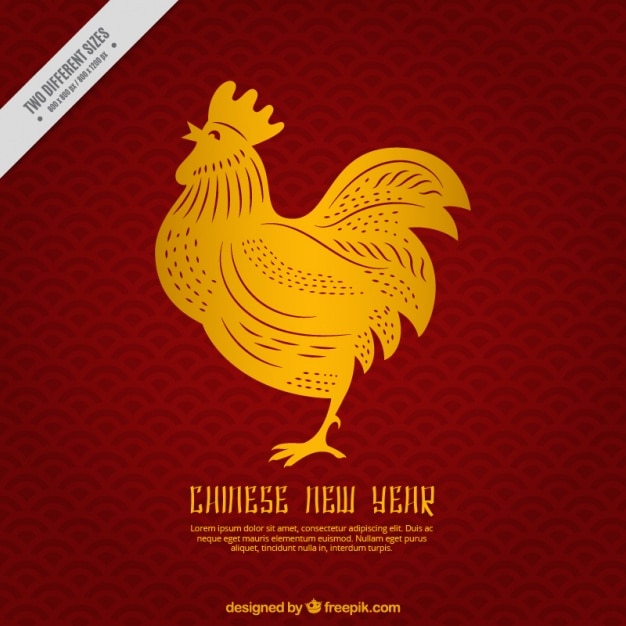 Free vector chinese new year background with golden rooster