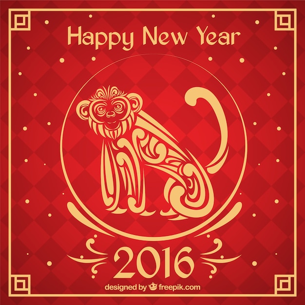 chinese new year background with an ornamental monkey