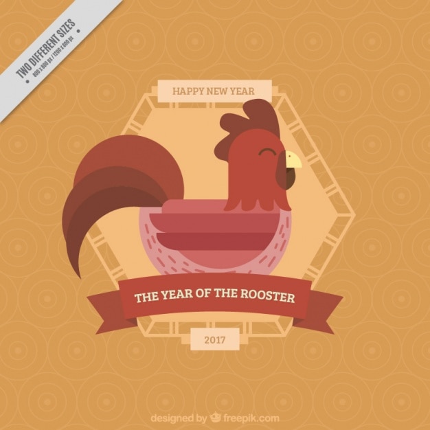 Free vector chinese new year background with rooster in brown tones