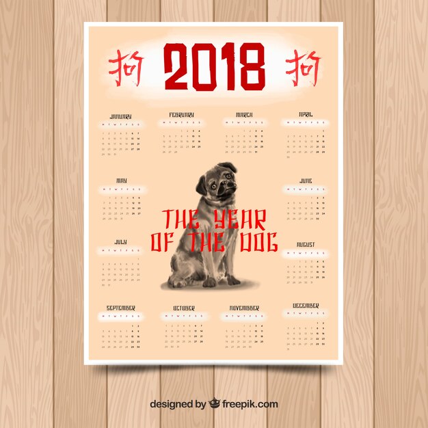 Chinese new year calendar with dog