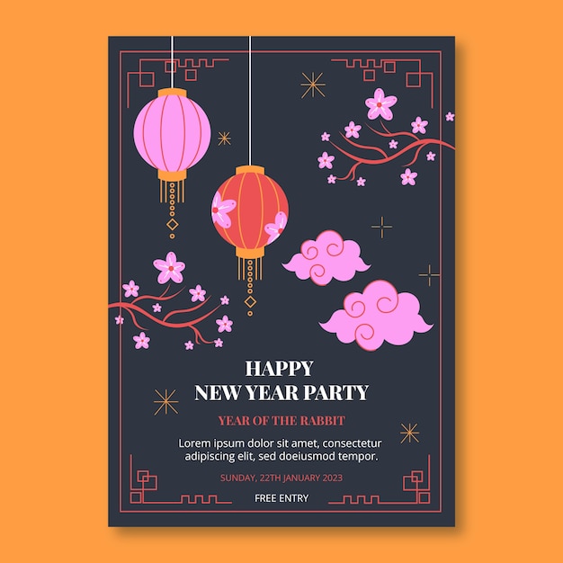 Free Vector chinese new year celebration invitation template