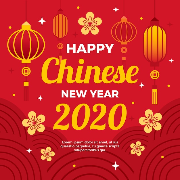 Chinese new year concept in flat design