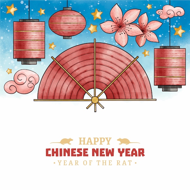 Free Vector chinese new year concept in watercolor