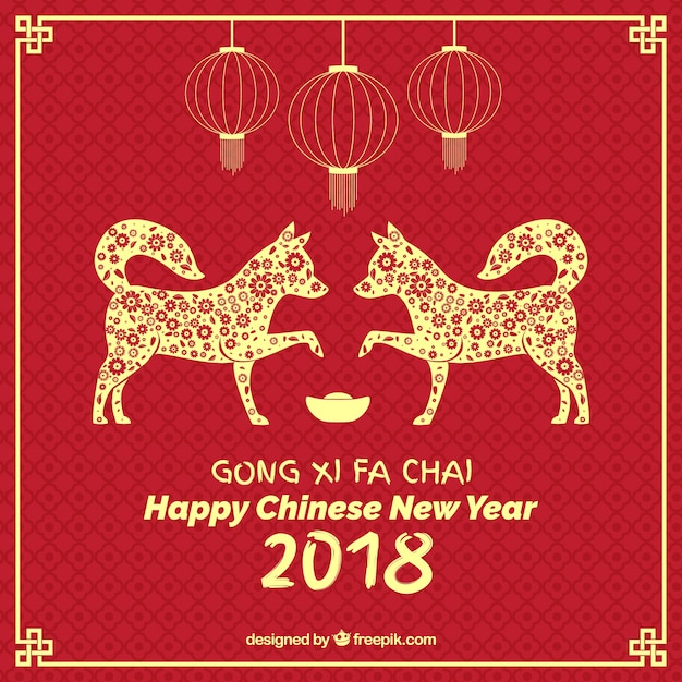 Chinese new year concept with two dogs