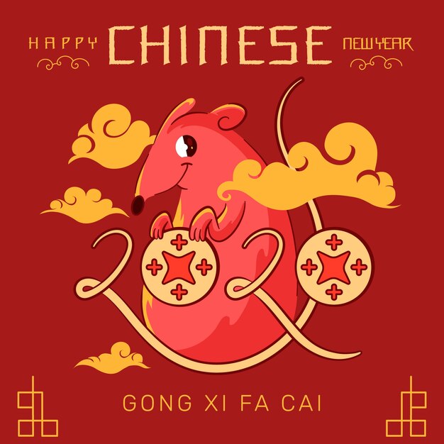 Chinese new year in flat design