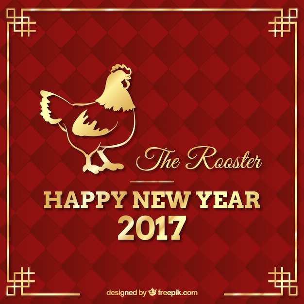 Free vector chinese new year red abstract golden rooster background