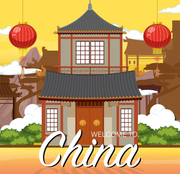 Free Vector chinese tradition house building background