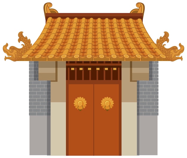 Chinese traditional building on white background