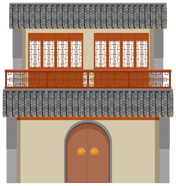 Free Vector chinese traditional building on white background