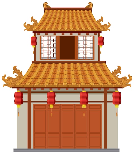 Free Vector chinese traditional building on white background