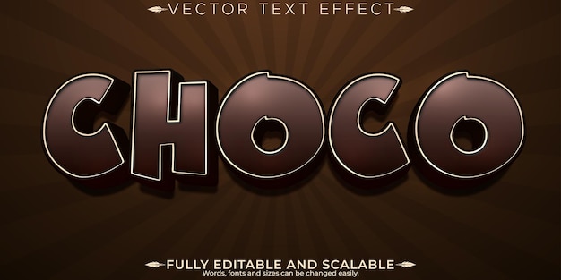 Free vector choco editable text effect bakery and biscuit text style