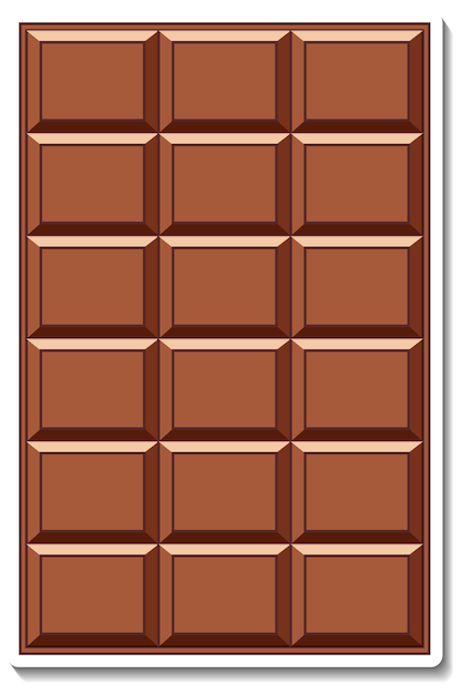 Chocolate bar sticker isolated on white background