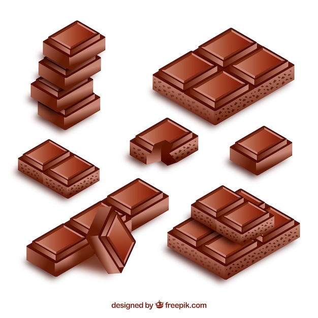 Free Vector chocolate bars and pieces collection in realistic style