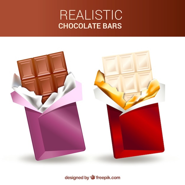 Free Vector chocolate bars and pieces collection in realistic style