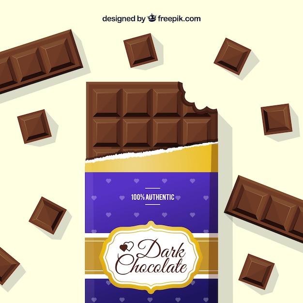 Free Vector chocolate bars and pieces collection with different shapes and flavors