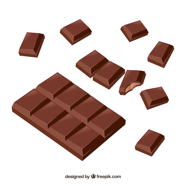 Free Vector chocolate bars and pieces collection with different shapes and flavors