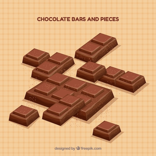 Free Vector chocolate bars and pieces collection with different shapes and flavors