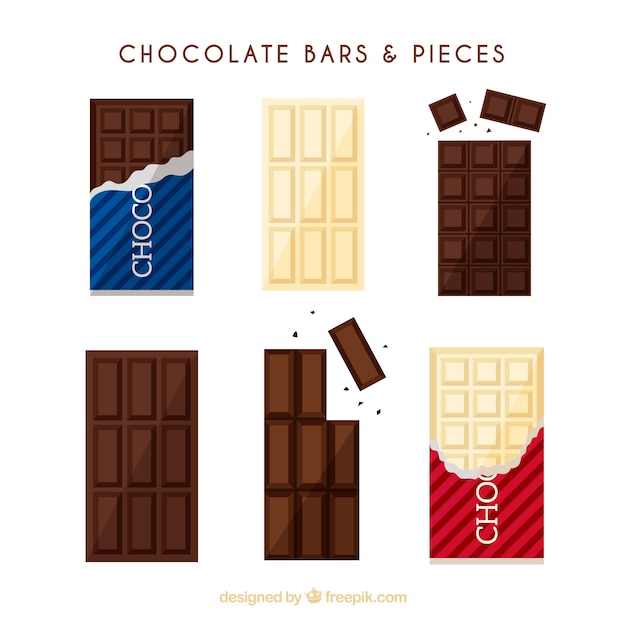 Free Vector chocolate bars and pieces collection 