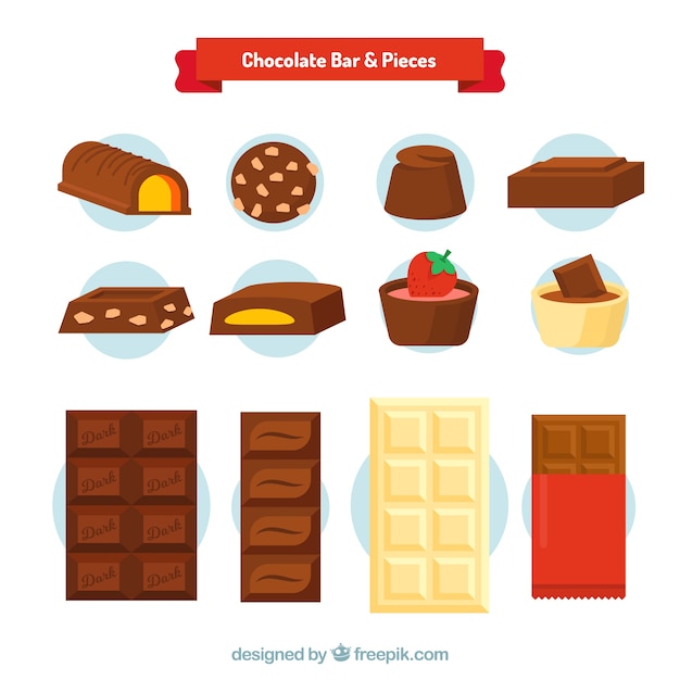 Free Vector chocolate bonbons and bars collection