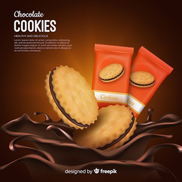 Chocolate cookies advertisement background