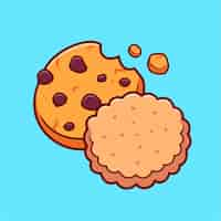 Free vector chocolate cookies and biscuit cartoon vector icon illustration food object icon isolated flat