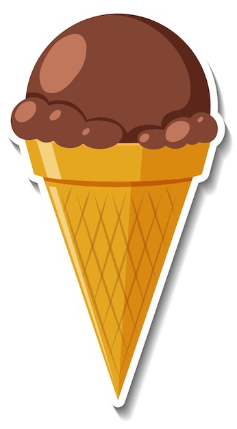 Free vector chocolate ice-creame in the waffle cone sticker