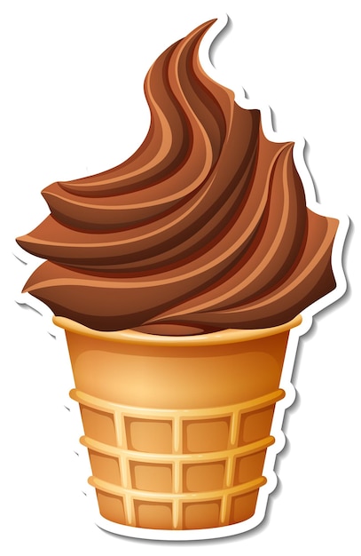 Chocolate ice-creame in the waffle cone sticker