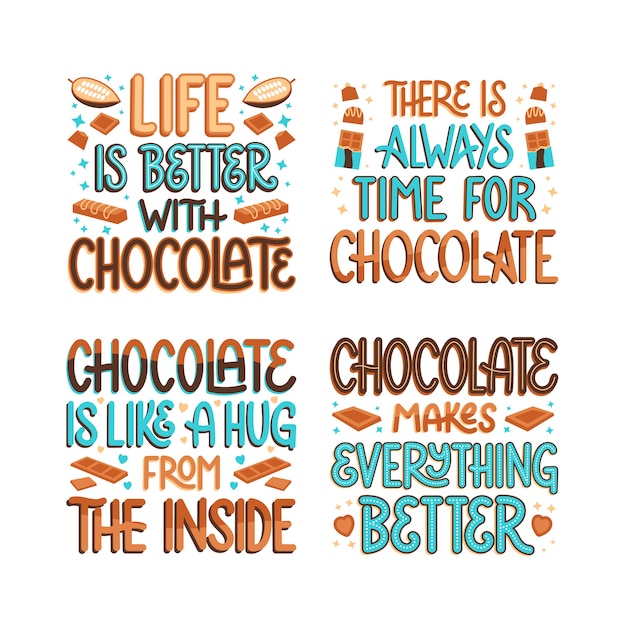 Free Vector chocolate lettering sticker set