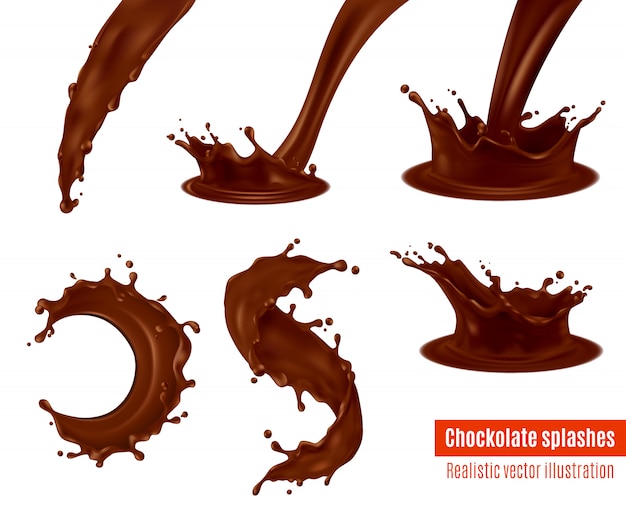 Free Vector chocolate splashes realistic set