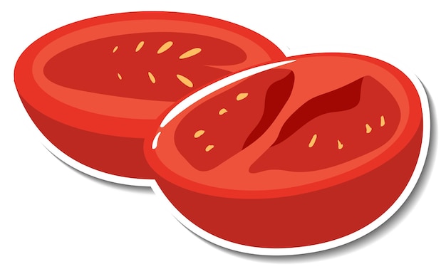 Free Vector chopped tomato sticker on white background