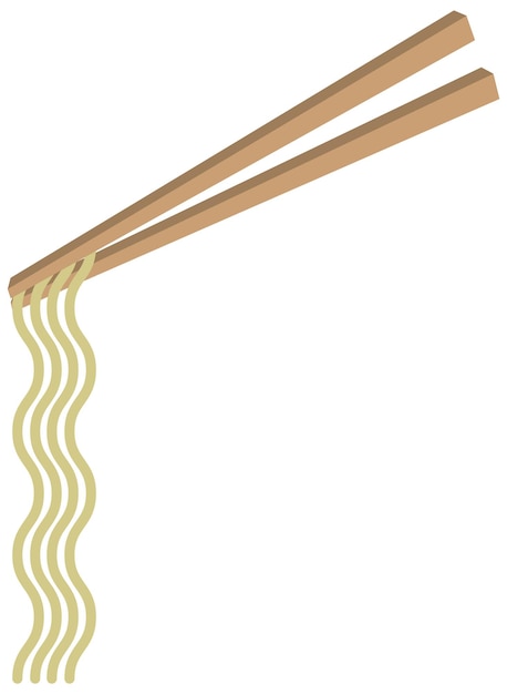 Free Vector chopsticks with noodles in cartoon style