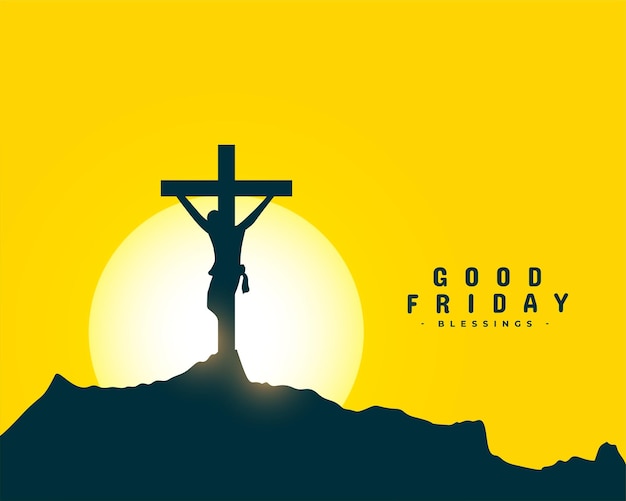 Free Vector christian themed good friday holiday card with mountain and sun