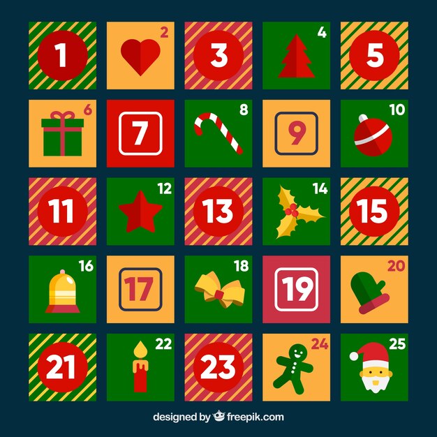 Christmas advent calendar in bright colours