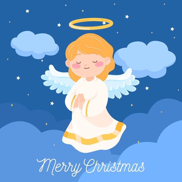 Christmas angel in flat design