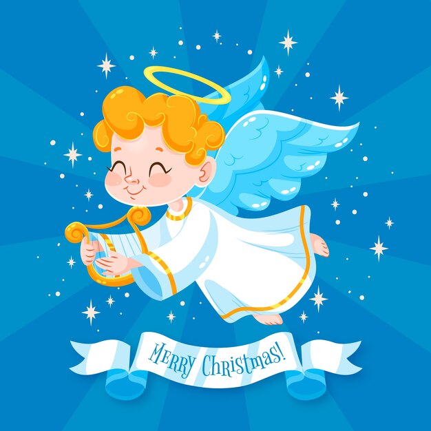 Christmas angel in flat design