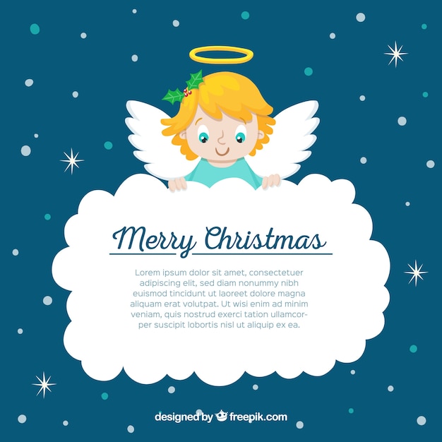 Free Vector christmas angel holding a big cloud