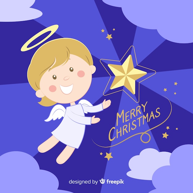 Christmas angel sunburst background