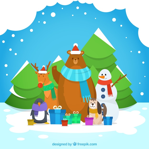 Christmas Animals Background