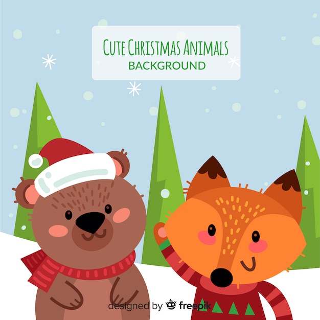 Free Vector christmas animals background