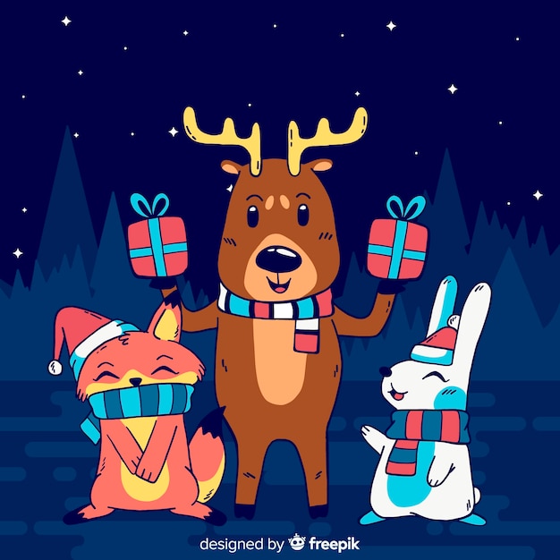 Free vector christmas animals