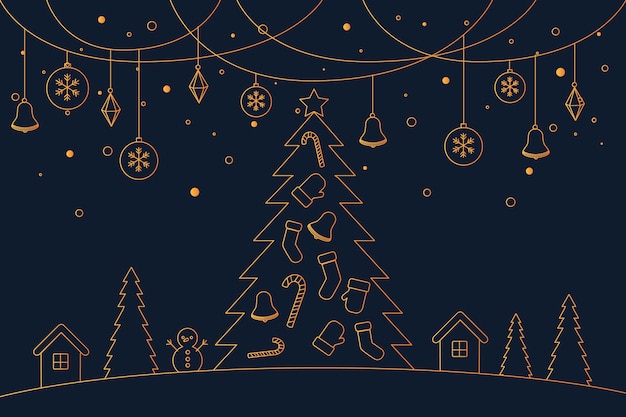 Christmas background concept in outline style