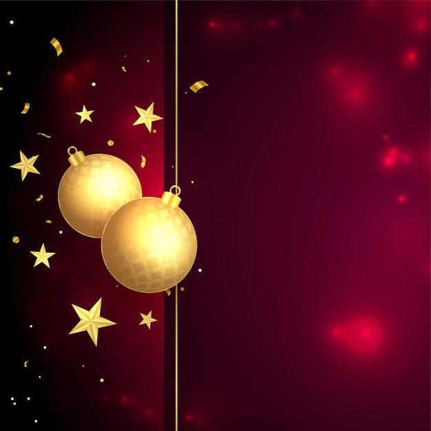 Christmas background greeting with stars balls and text space