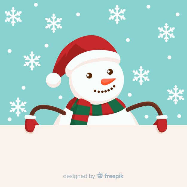 Christmas background peeping out snowman